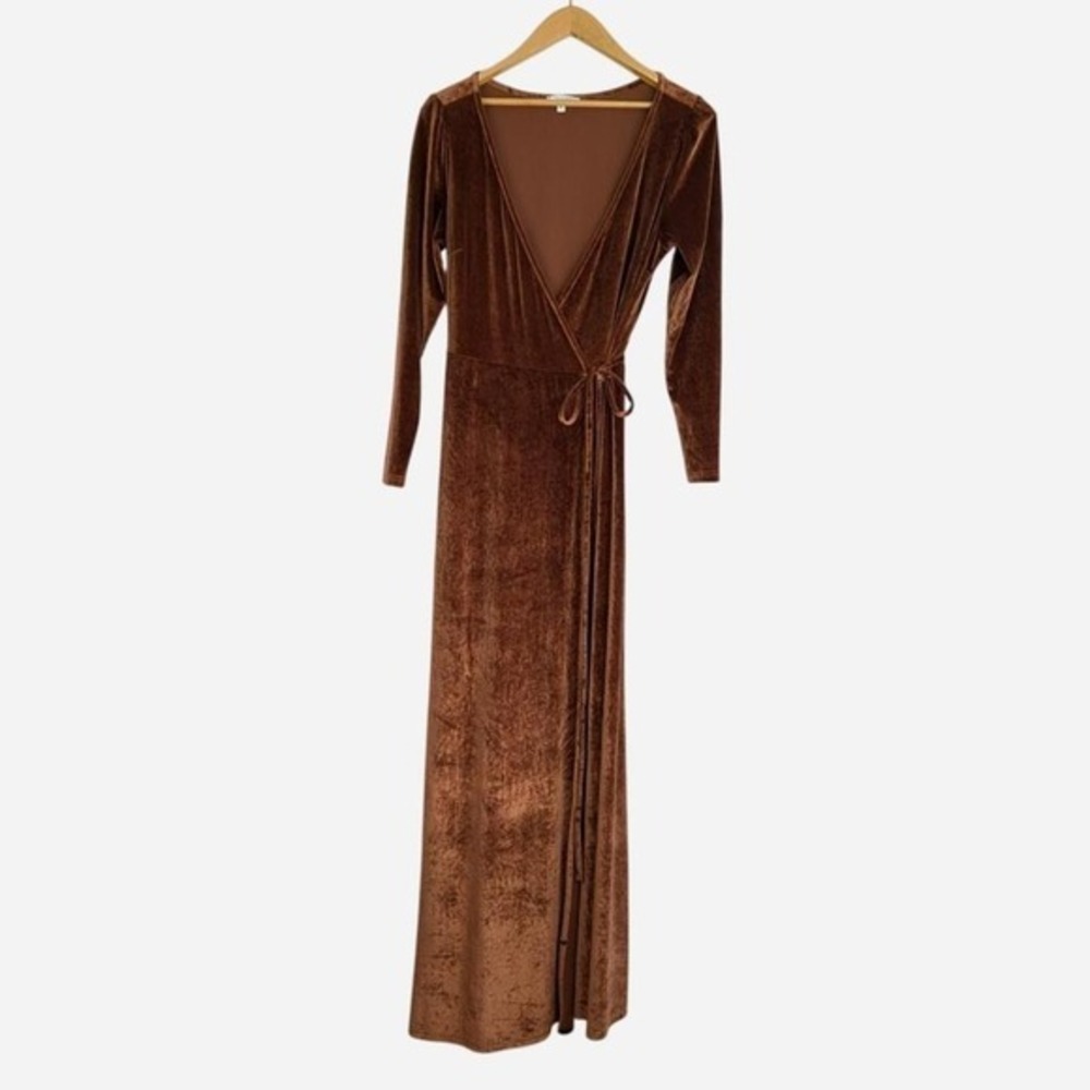 Baltic Born Meghan Velvet Wrap Maxi Dress Rust Orange Size Large - Picture 2 of 7